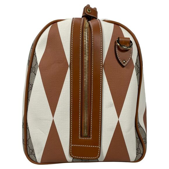 Gucci GG Supreme Monogram Rhombus Print Duffle Bag in Brown Canvas - Picture 4 of 10